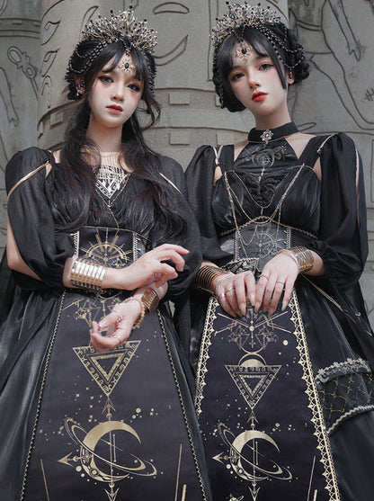 フルスリーブモデル シースルーショートヤーンドレス ショルダー + サス + ナイトメアホルス