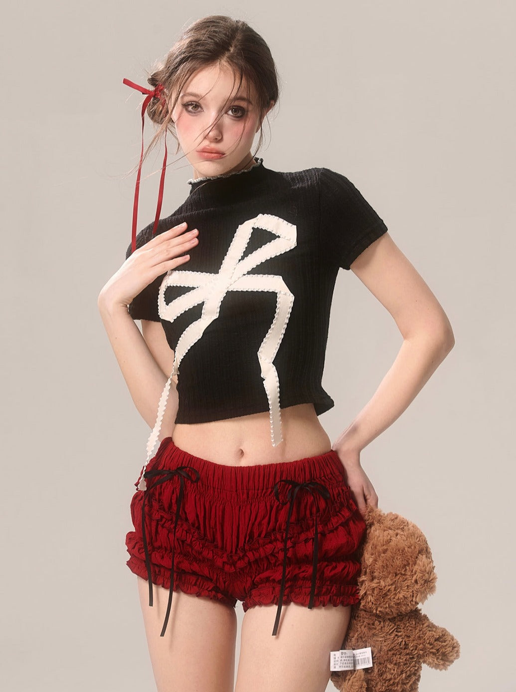 ラッフルチェリーショーツ レッド