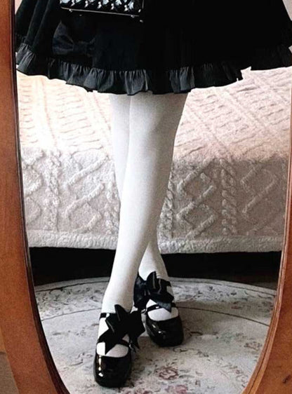 High Ribbon Heart Heel Shoes Ribbon Open Lolita Jewel