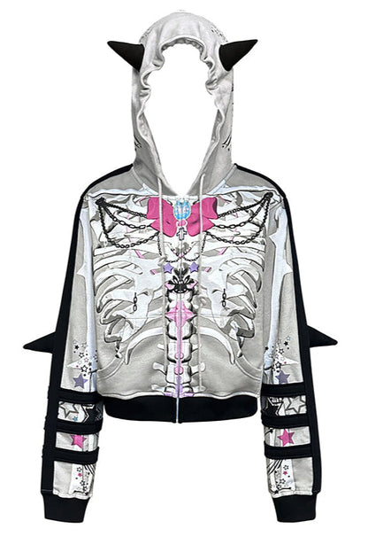 Kapuzenpullover mit Schleife, Sweatshirt mit Tiermuster