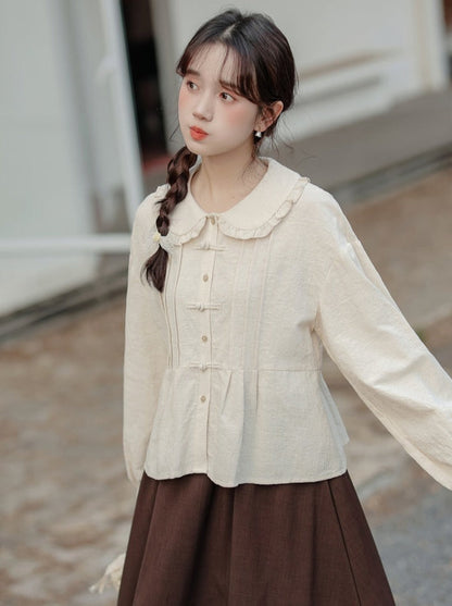 襟付きチャイナブラウスドールレース