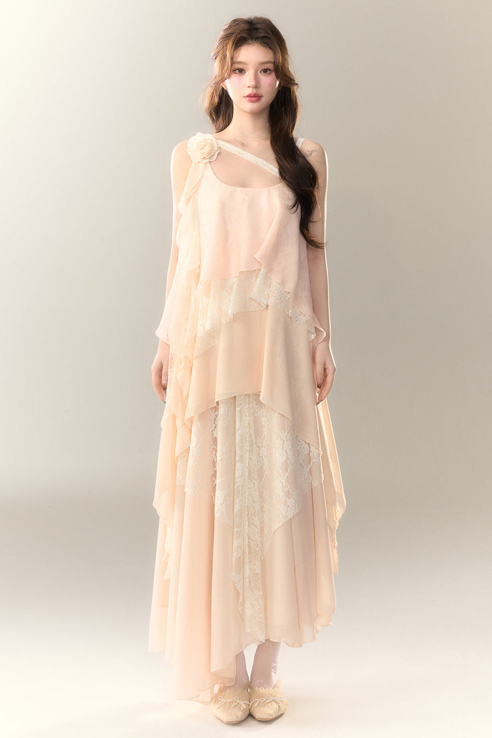 ロゼル イレギュラー ドレス ロング マルチレイヤー ヘビースカート