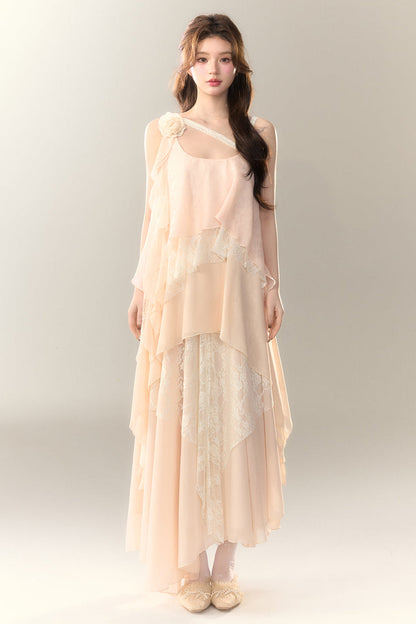 ロゼル イレギュラー ドレス ロング マルチレイヤー ヘビースカート