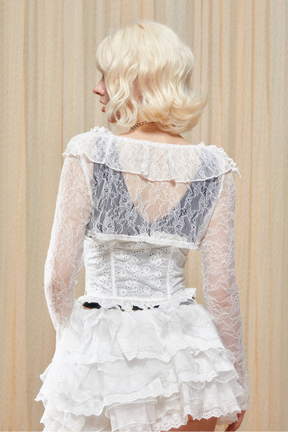 Spitzencardigan, kurz, transparent, ultra