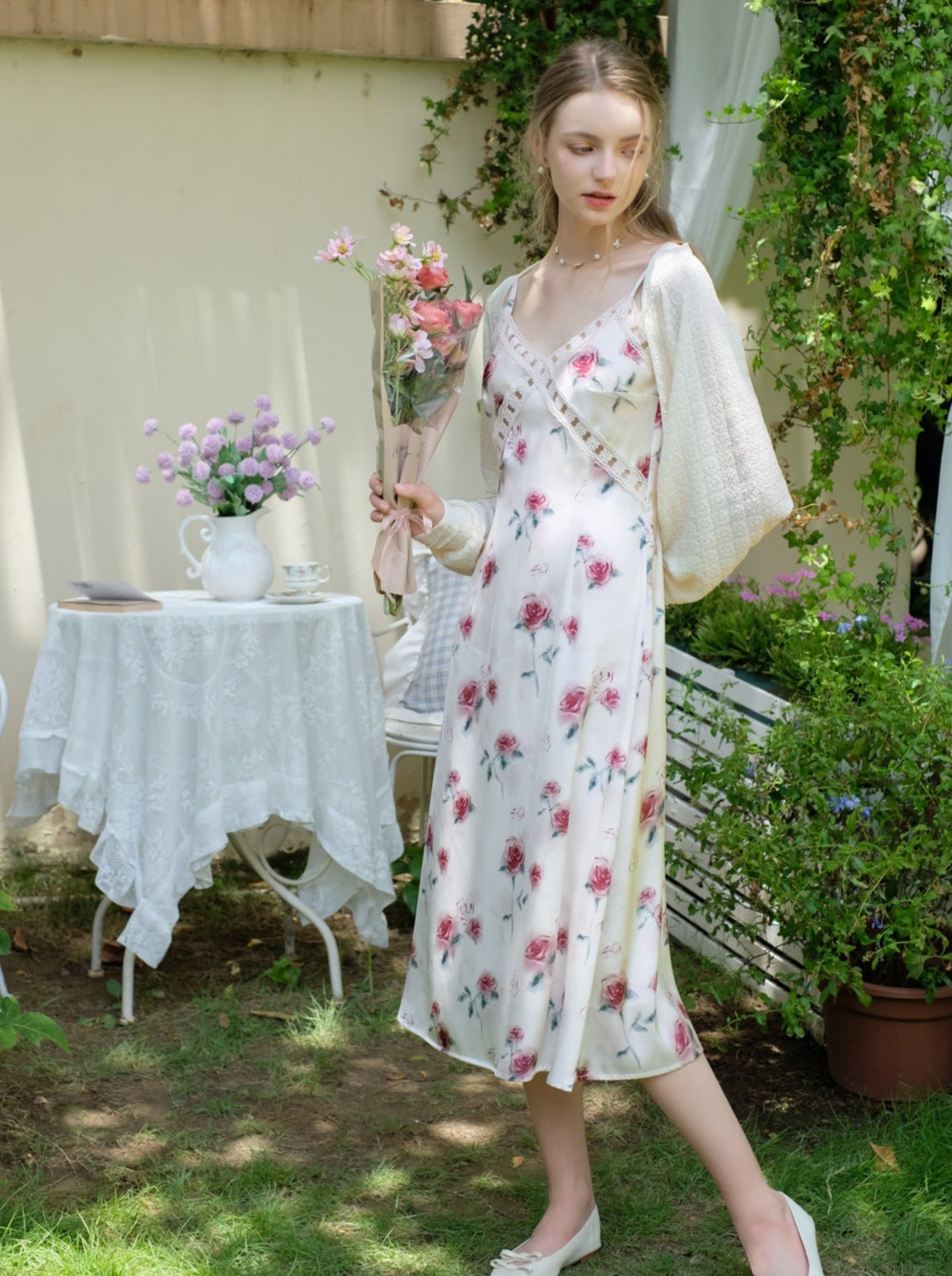ホワイトドレス ピュアフラワー スイートキャミソール