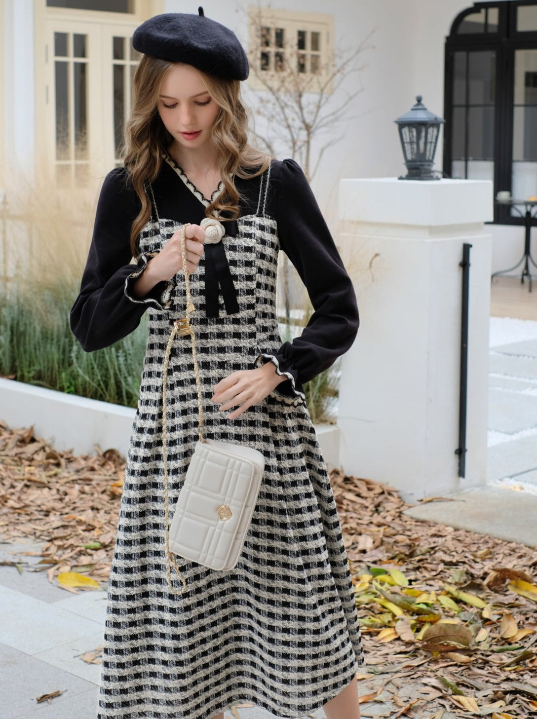 Dress Faux Retro Long Two-piece Ribbon