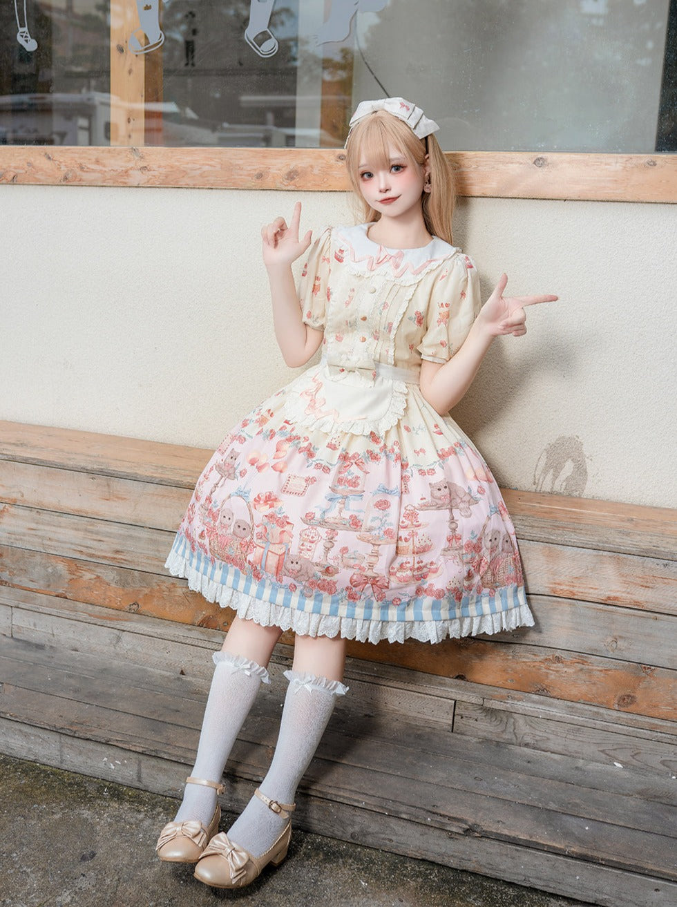 エプロン かわいいリボン ロリータ + ドレス + デザイン