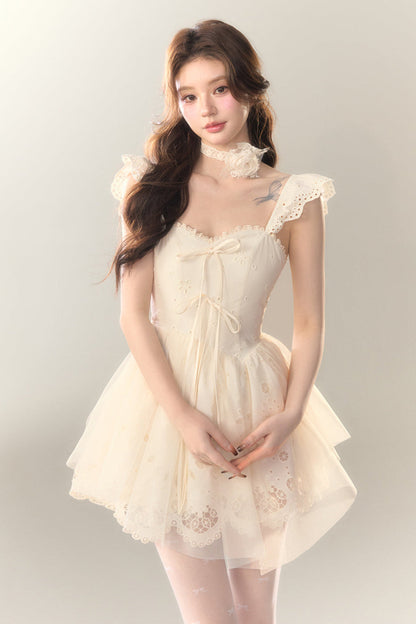 Stickereikleid Baumwolle Blume Weiß