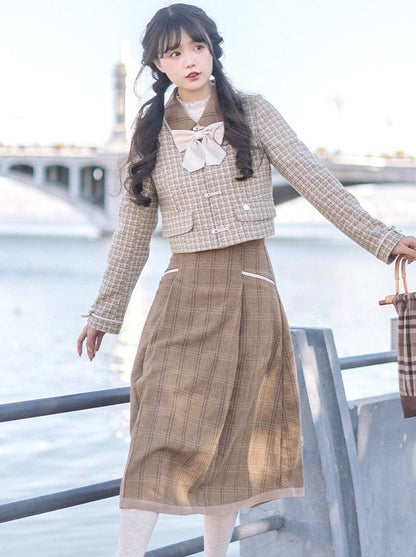 Retro Check + Blouse Flared Jacket + Girl Skirt