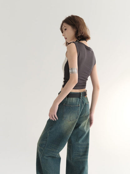 Letter Sleeveless Top Contrast Print