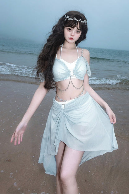 水着 ブルー マーメイド セット スプリット ライト