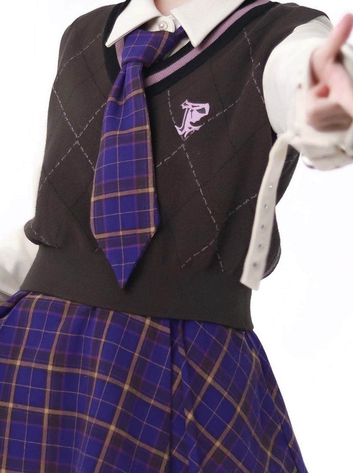 マルチポケット タロ パープルジャケット ニットベスト スカートスーツ