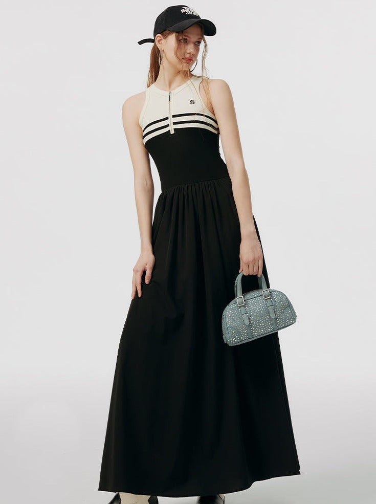 スカート スポーティ フレア ノースリーブ ドレス