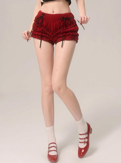 ラッフルチェリーショーツ レッド