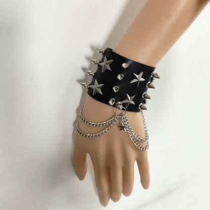 Goth Punk Hottie PU Leather Rivet Bracelet