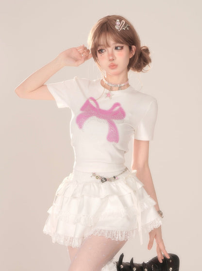 Transparentes Top Sommer Short Ribbon