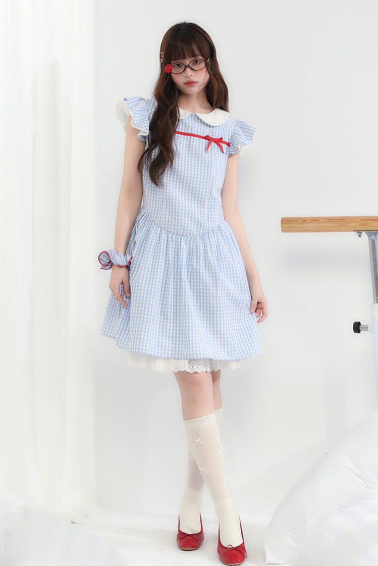 kleid kariert süß band