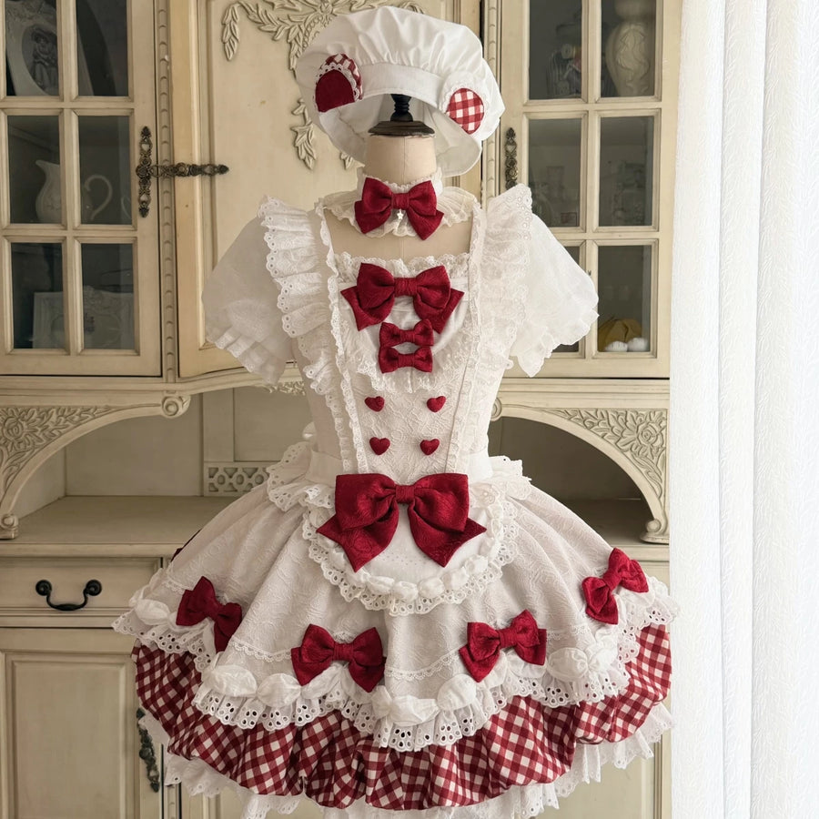 Red and white Miracle Pâtissier Lolita dress