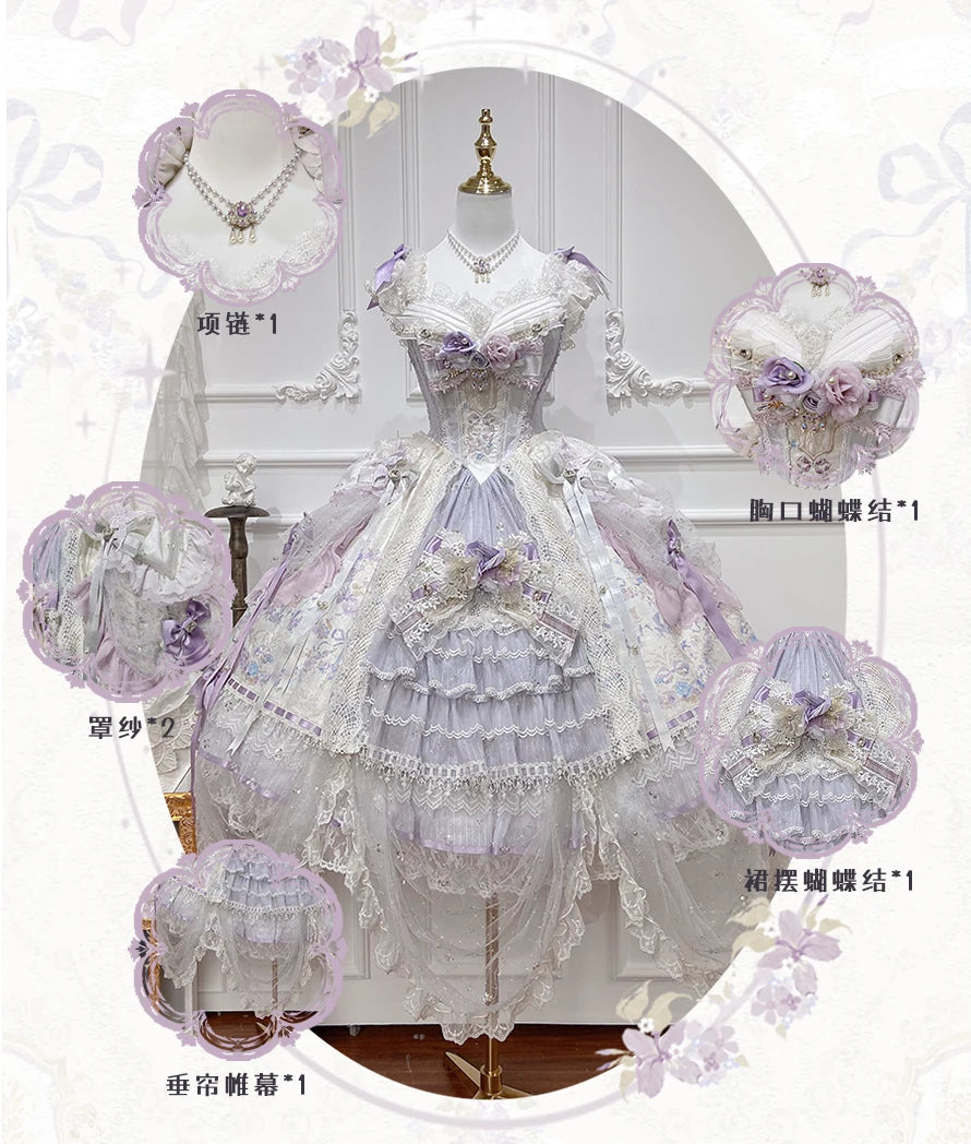 Starry Cat Flower Wall Perching Bird Lolita JSK