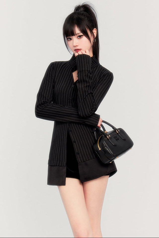 モードストライプシャツスリム