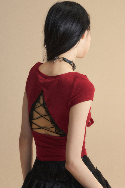 トップ予約 リボントリム レース シック クロップ