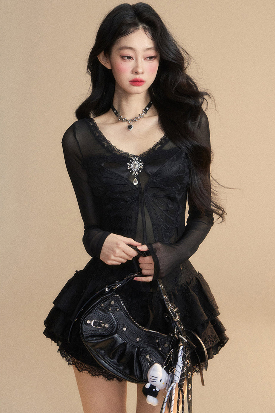 トップメッシュクランベリー 予約商品 オーストラリアンレース Vネック