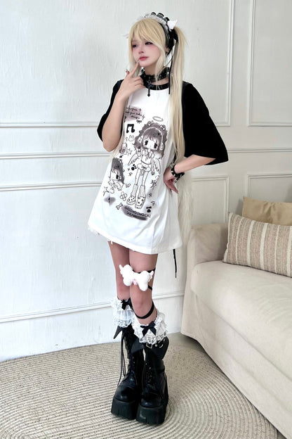 エンジェルネイバーフッド👼バイカラートップスオーバールーズ