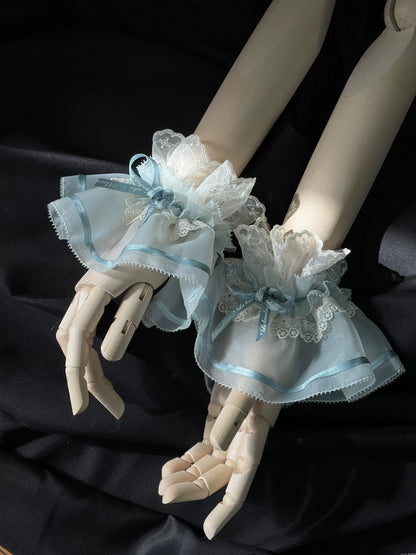 Blue-Green Short Wrist Cuffs from Unideer's Butterfly Orchid Note collection