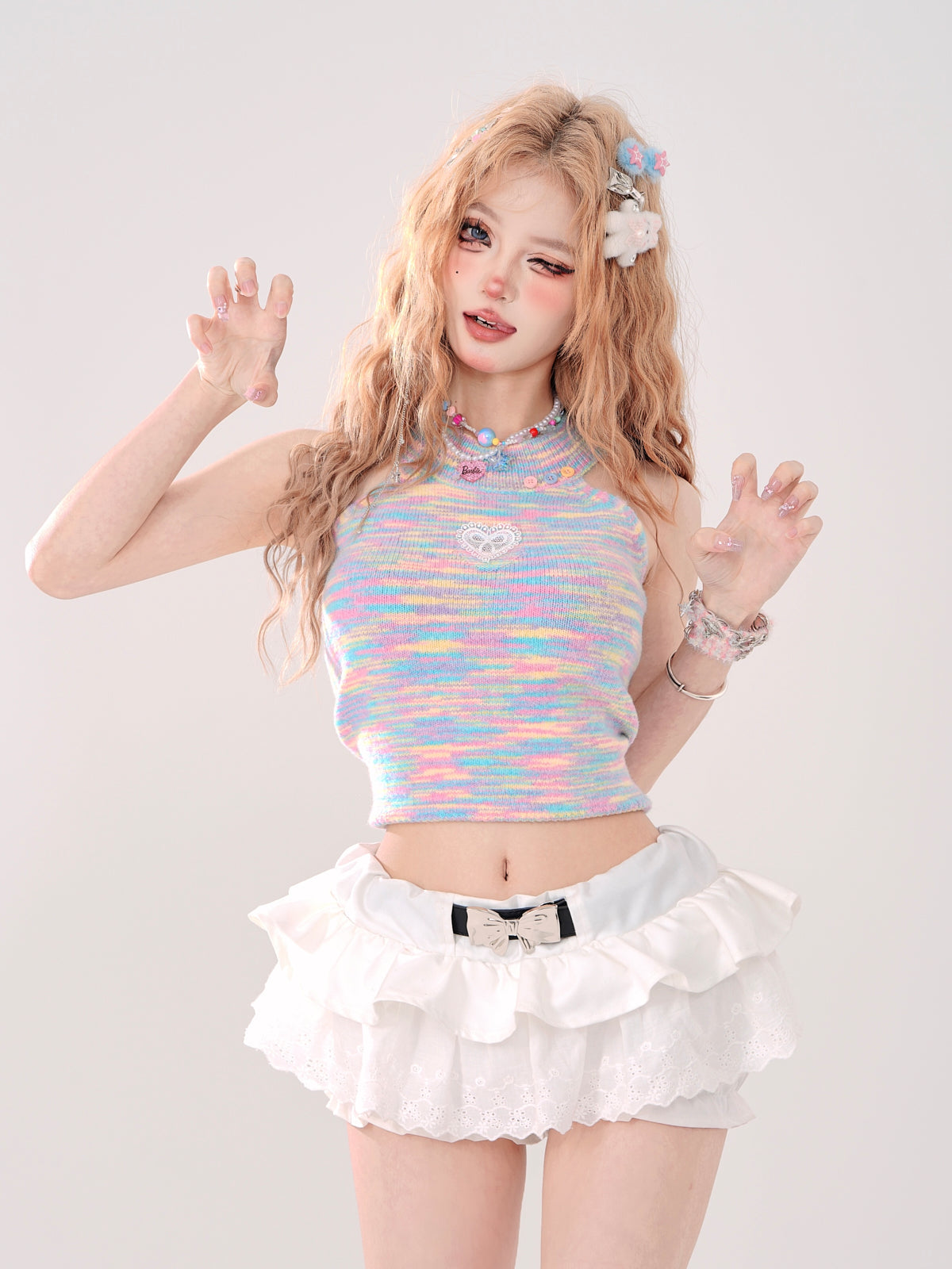 Kurzes, gestricktes Neckholder-Camisole