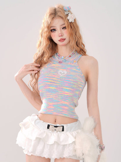 Kurzes, gestricktes Neckholder-Camisole