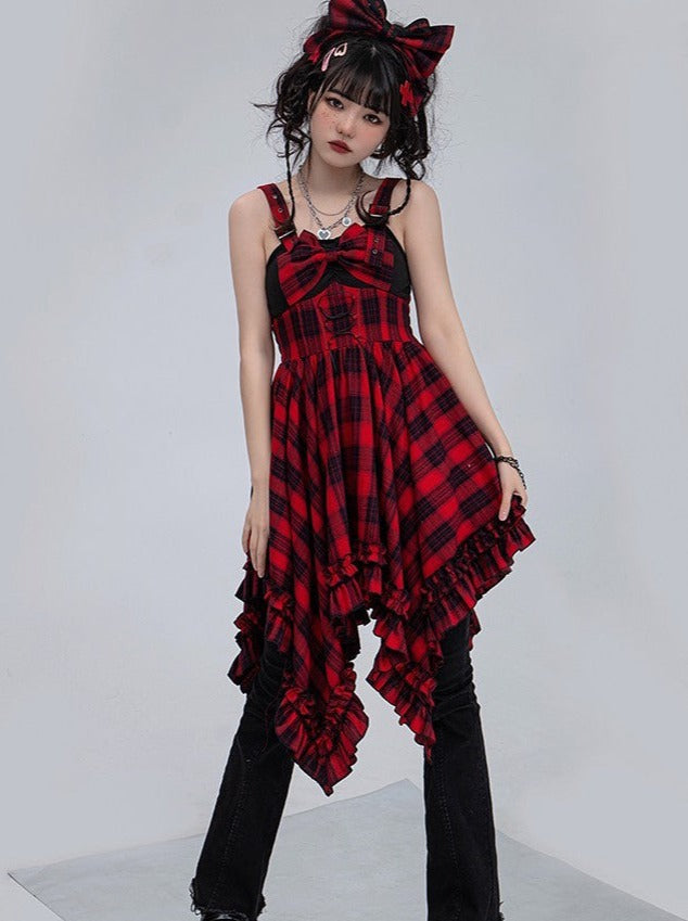 Covers Dark Leg Skirt Check Asymmetrical Rock Suspended