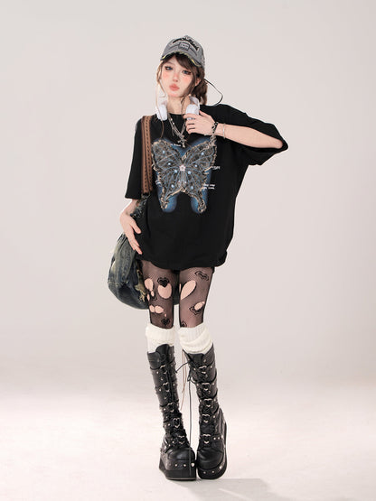 Schmetterling T-Shirt American Loose Street