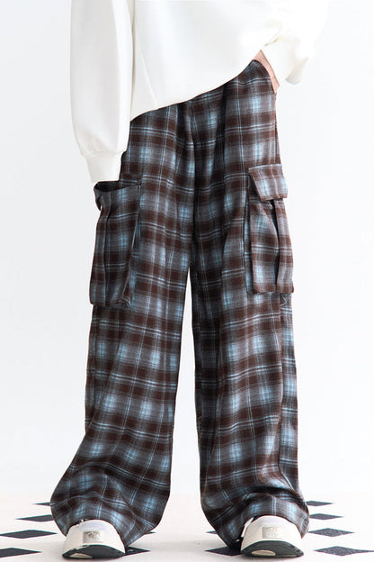 ハイパンツ チェックウエスト ワイド