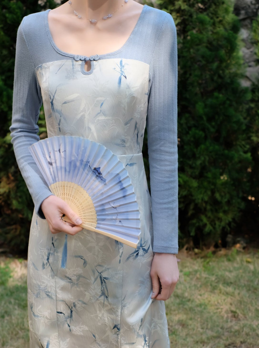 フラワーレトロアイスドレスブルー