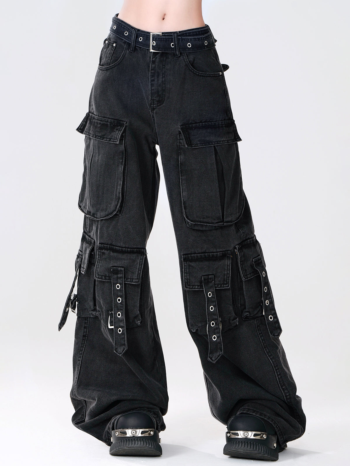 Denim Cargo Dark Pants Cool Black Knight