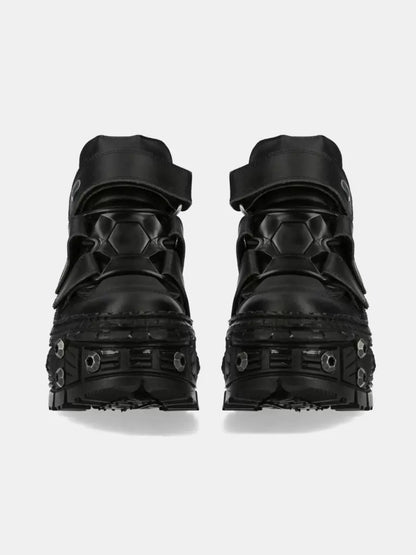 Shoes Sole Dark Tank Punk Leather Retro Style Platform