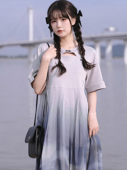 Shirt China + Summer Loose Sheer Dress Dark