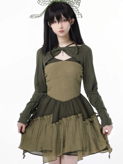 American Halter Retro Denim Green Short Jacket