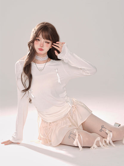 サンセットスカート ピンク スワン ホワイト