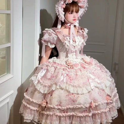 Rose Manor Lolita Dress – Trailing Princess Ballgown | Yu Laoban