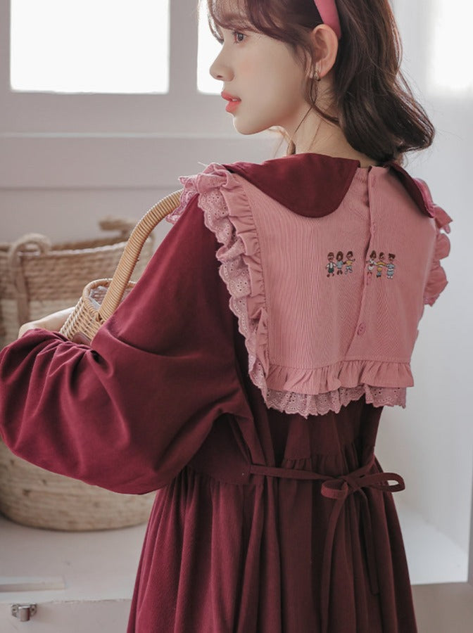 Rüschen Erdbeere Retro Kleid Kragen