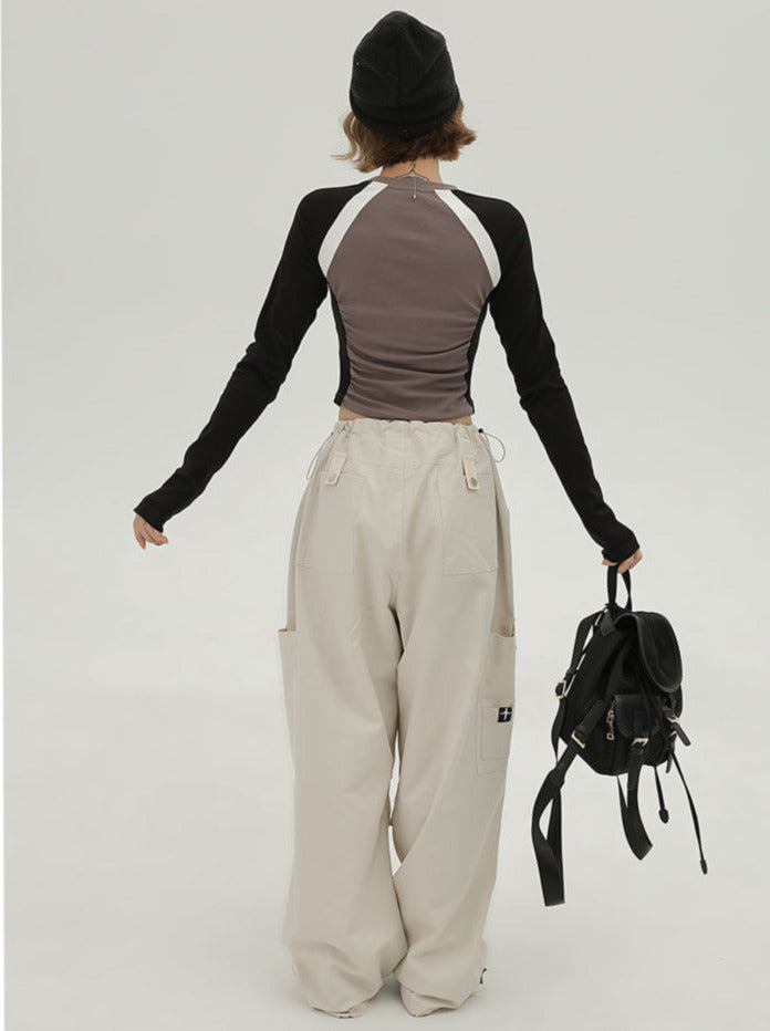 Kurze Farbe T Langer Kontrast American Hot Girl Slim