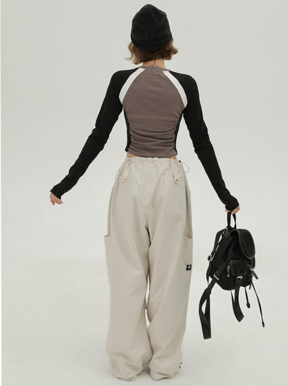 Kurze Farbe T Langer Kontrast American Hot Girl Slim