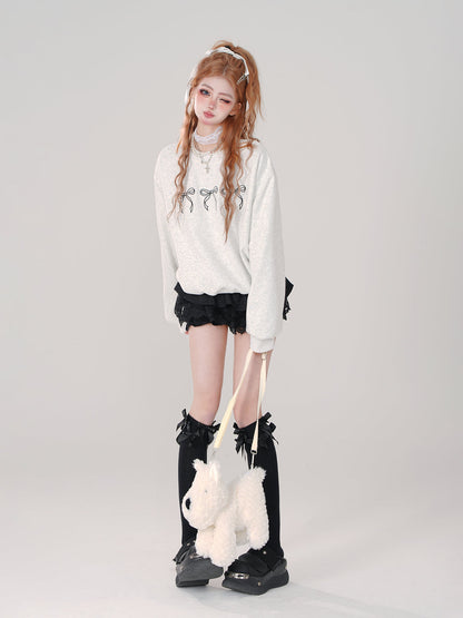 Sweatshirt mit Schleife und süßem Halsausschnitt