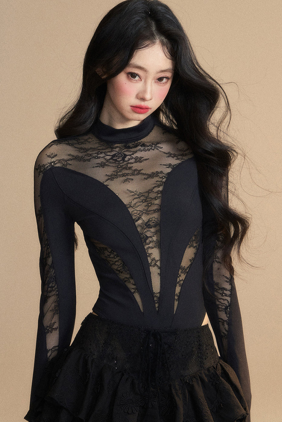 Tight Chic Black Reservations Top Lace Sheer
