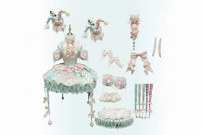 K.Q.F Circus Series Lolita Full Set – Top Hat KC Hair Clip Candy & Black-Red