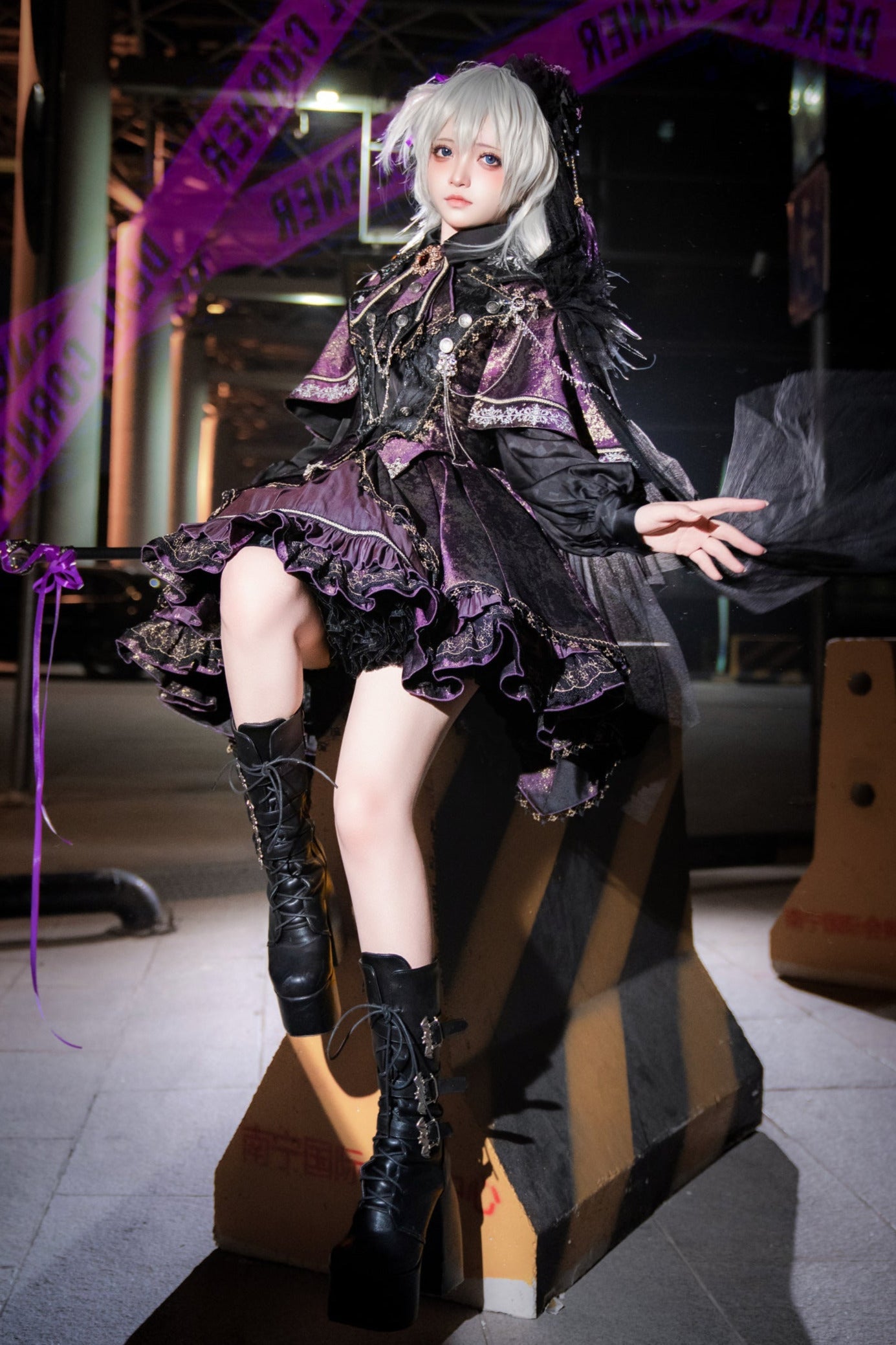 セット予約 ゴールドケープアップ商品 ファントムブラックパープルスモールドレス カイト