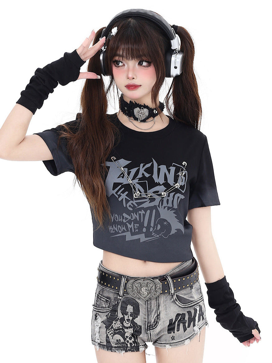 Gradient Short Slim T-Shirt Dark Subculture