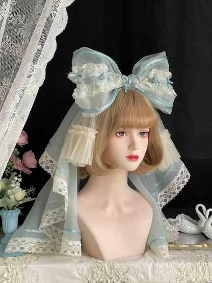 Blue-Green Headband + Detachable Veil from Unideer's Butterfly Orchid Note collection