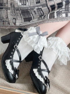 Shoes Heel Lace Elegant Original Lolita Mid